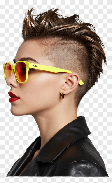 Fashionable Woman With Yellow Sunglasses PNG