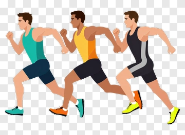 Group Of Runners Competing In A Race PNG