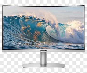 Samsung Curved Monitor Displaying A Wave PNG