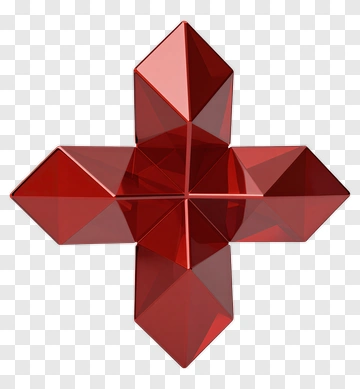 Red Geometric Cross Shape PNG