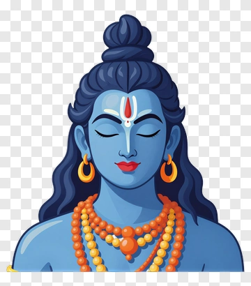 Cartoon Hindu God With Blue Skin And Ornaments PNG