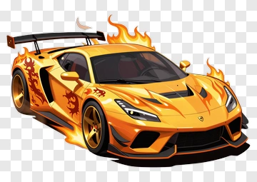 Flaming Sports Car PNG