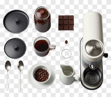 Coffee Brewing Equipment And Ingredients PNG