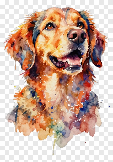 Watercolor Golden Retriever Portrait PNG