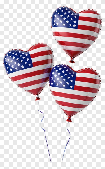 Heart-Shaped Balloons With American Flag Design PNG