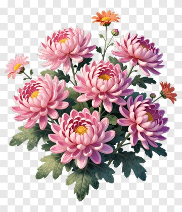 Colorful Chrysanthemum Flower Bouquet PNG