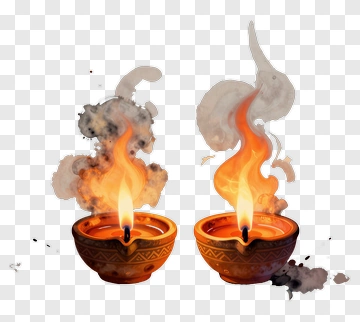 Burning Oil Lamps With Flames And Smoke PNG
