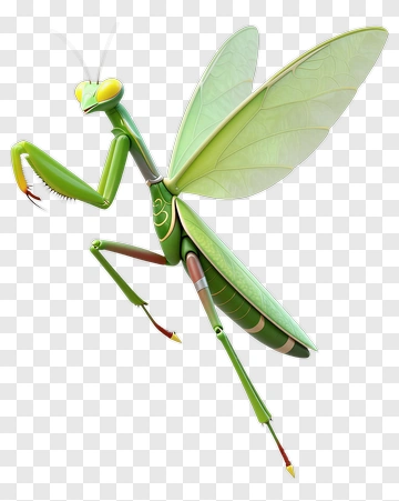 3D Cartoon Praying Mantis PNG