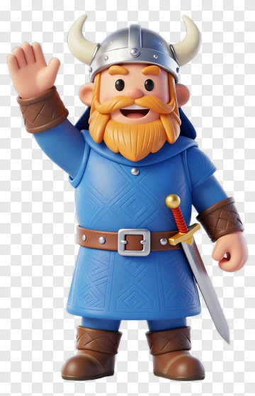 Cartoon Viking Warrior Waving PNG