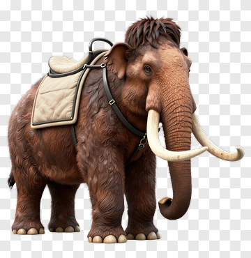 3D Woolly Mammoth With Saddle PNG