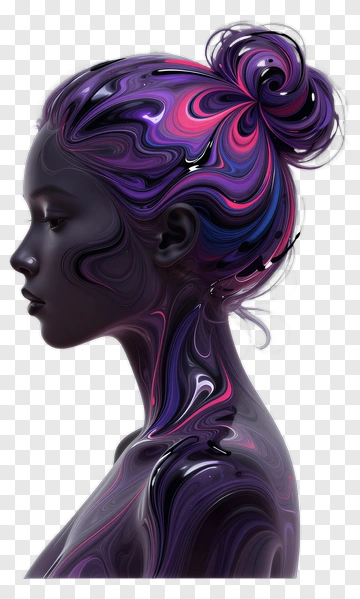 Stylized Portrait Of A Woman With Colorful Hair PNG