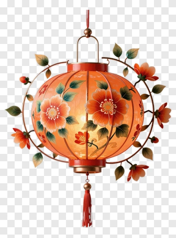 Decorative Lantern With Floral Design PNG