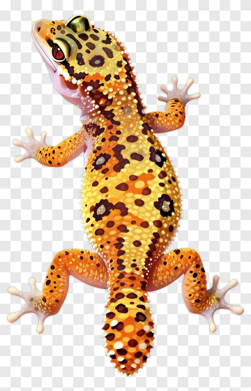 Colorful Leopard Gecko Climbing PNG