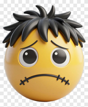 Sad Emoji Face With Stitch Marks PNG