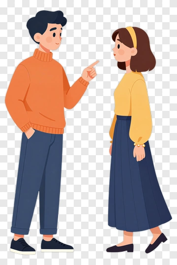 Couple Interacting In Casual Attire PNG