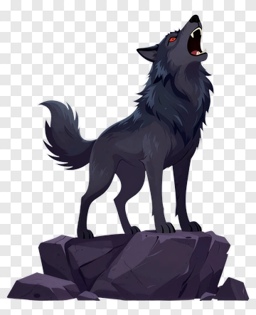 Cartoon Wolf Howling On A Rock PNG