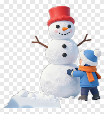 Child Building A Snowman PNG