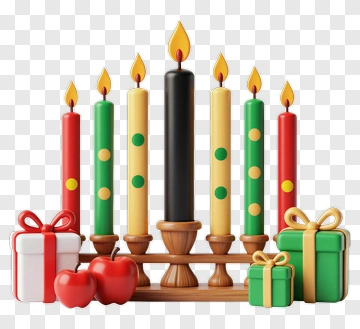 Colorful Menorah With Candles And Gifts PNG