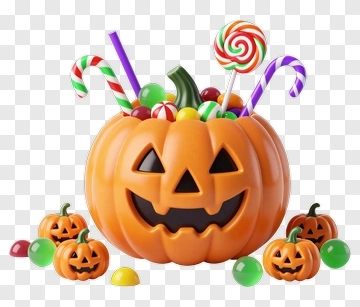 Halloween Candy Bucket Filled With Treats PNG