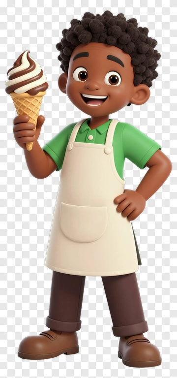 Cartoon Boy Holding An Ice Cream Cone PNG