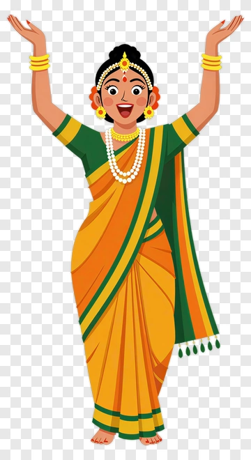 Happy Woman In Traditional Indian Saree PNG