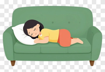 Girl Lying On A Green Couch PNG