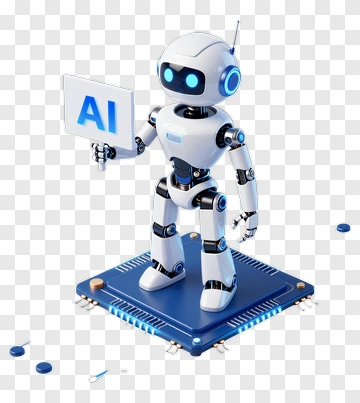 3D Robot Holding Ai Sign PNG