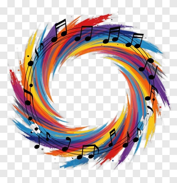 Colorful Music Notes Circular Design PNG