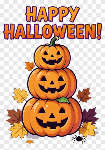 Halloween Pumpkins With Happy Halloween Text PNG