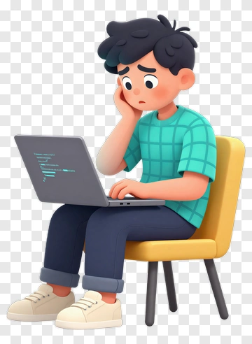 Cartoon Boy Using A Laptop PNG