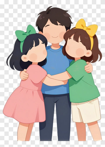 Happy Family Embracing Each Other PNG