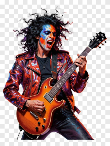 Rock Musician Playing Electric Guitar PNG