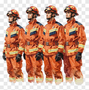 Firefighter Team In Uniform PNG