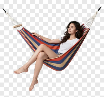 Woman Relaxing In A Colorful Hammock PNG