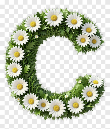 Floral Letter C Made Of Daisies And Grass PNG