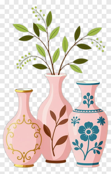 Decorative Vases With Greenery PNG