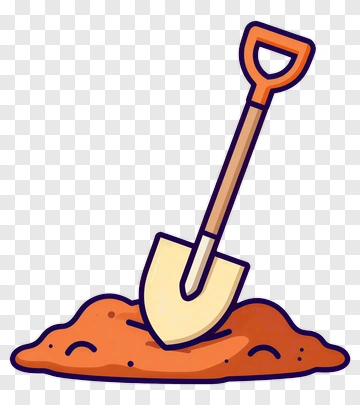 Cartoon Shovel In A Pile Of Dirt PNG