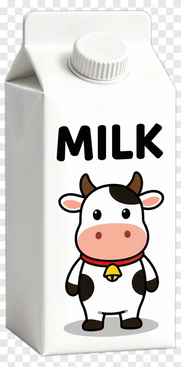 Cartoon Milk Carton With Cow Illustration PNG