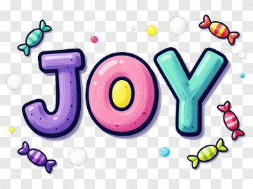 Colorful Joy Text Surrounded By Candy PNG
