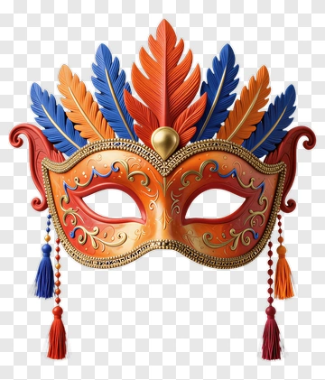 Colorful Carnival Mask With Feathers PNG