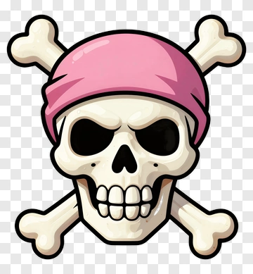 Cartoon Skull With Crossbones And Pink Bandana PNG