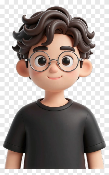 3D Cartoon Boy With Glasses PNG