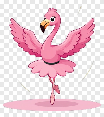 Cartoon Flamingo Dancing In A Tutu PNG