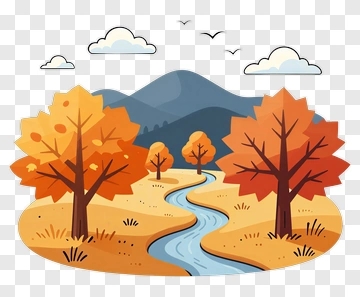 Autumn Landscape With Trees And River PNG