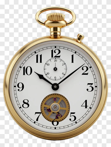 Gold Pocket Watch With Visible Mechanism PNG