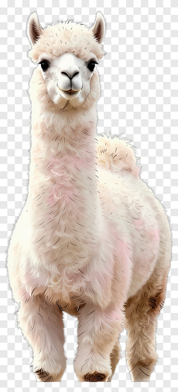 Fluffy White Alpaca PNG