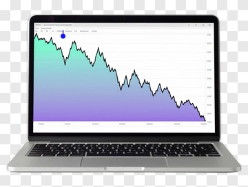 Laptop Displaying A Stock Market Trend Chart PNG