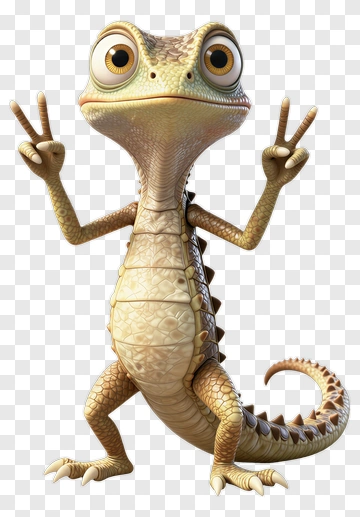 Cartoon Gecko Making Peace Sign PNG