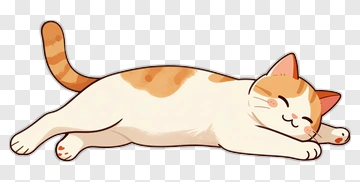 Cartoon Cat Lying Down PNG