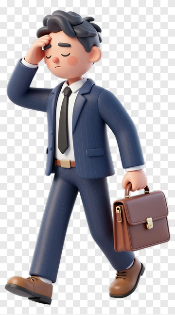 3D Businessman Walking With Briefcase PNG